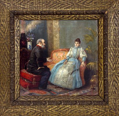 (П) Корзухин Алексей Иванович (1835-1894) - Неравный брак. Нач. XX в. Холст, масло, 44 х 46 см