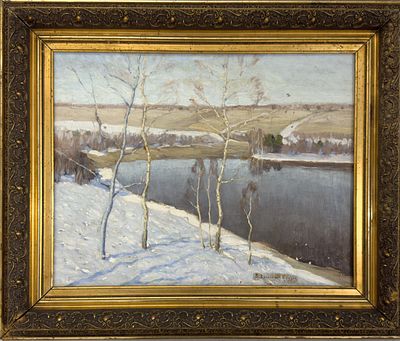 (П) Бялыницкий-Бируля Витольд Каэтанович (1872 - 1957) - Зимний пейзаж. 1920-30-е гг. . Холст 