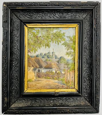 (М) Сангурский Вонифатий (Бонифаций) Матвеевич (1864-1926) - Сельский пейзаж, 1886 г. . Холст 