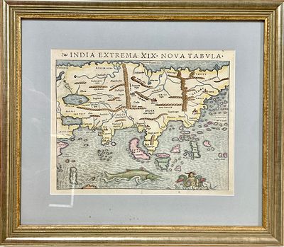(П) [ПЕРВАЯ ПЕЧАТНАЯ КАРТА АЗИИ] 1540 года RRR. Indiа Ехtrеmа ХIХ Nоvа Таbulа – первая печатная 