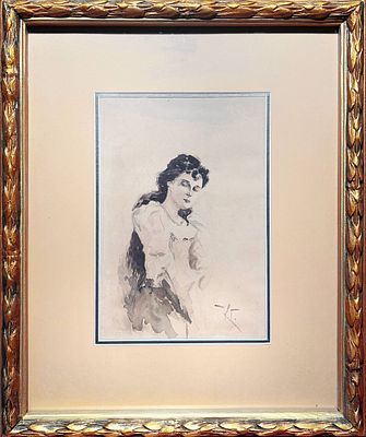 (М) Горбатов Константин Иванович (1876-1945) - Женский портрет. Вторая половина 1890-х гг. Бумага 