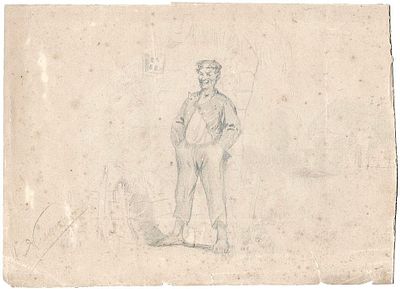 (М) [ТОП-ЛОТ] Нестеров Михаил Васильевич (1862-1942) - Бродяга. 1884 г. Бумага, графитный 