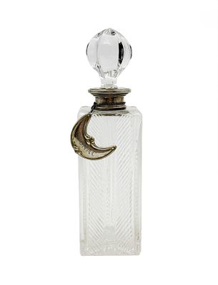 (П) Штоф для коньяка с серебряной цепью и подвесом в виде полумесяца. . Стекло, серебро (проба 