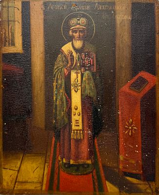 (М) Икона. Св. Афанасий Александрийский. Дерево. 
26.5 х 21.5 см