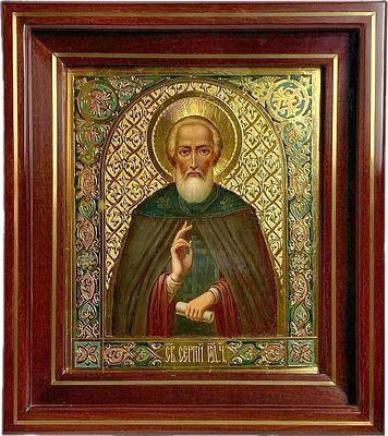 (М) [ТОП-ЛОТ] Икона "Святой Преподобный Сергий Радонежский". Иконописная школа Троице-Сергиевой 