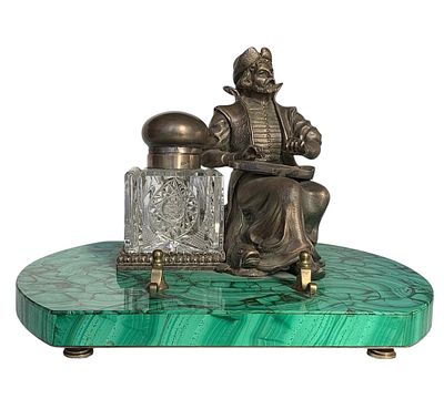 (М) Настольный письменный прибор "Садко". Вторая половина XIX - начало ХХ в. . Серебро, хрусталь 