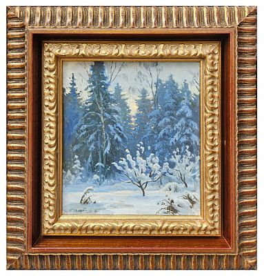 (М) Щербаков Борис Валентинович (1916-1995) - Вечерняя синь. 1955 г. Холст на картоне, масло. 26 х 