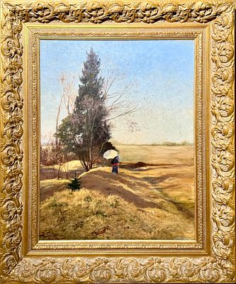 (П) Батурин Виктор Павлович (1863-1938) - Художница на этюдах. 1890-е гг. . Холст, масло. 71 х 61 