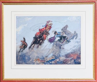 (М) Герасимов Александр Михайлович (1881-1963) - Схватка Остапа с хорунжим. Иллюстрация к повести 