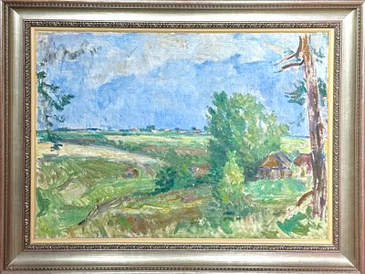 (М) Удальцова Надежда Андреевна (1886-1961) - Околица. Вторая четверть XX вв. . Холст, масло. 50,5 