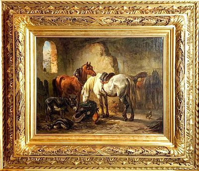 (М) Морозов Александр Иванович (1835-1904) - На конюшне. Середина 1870 — 1880-е гг. Холст, масло 