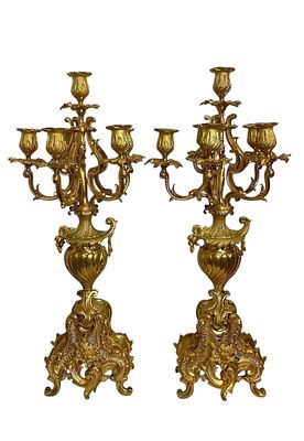 (М) Канделябры. Франция. Вторая половина XIX в. . Бронза, литье, чеканка, позолота 
64,1 х 29,5 см
