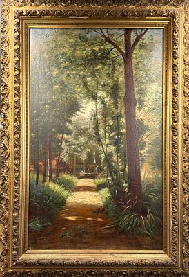 (П) Померанцев Михаил Михайлович (1854 г. - ?) - Аллея к родовой усадьбе. 1880-е гг. . Холст 