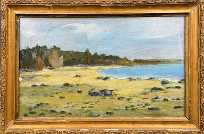 (П) [Приписывается] Френц Рудольф Фердинандович (1831 - 1918) - Летний пейзаж. 1854 г. . Картон 