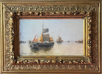 (М) Fabre Henry (Анри Фабр) (1880-1950) - Парусники. ХIХ в. . Дерево, масло. 
30 х 18 см 
Анри Фабр 