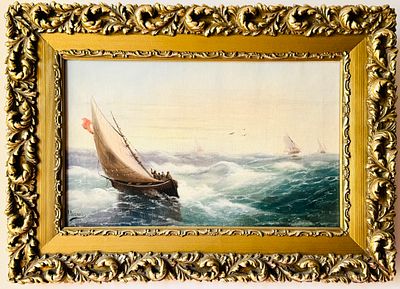 (М) Художественная артель Collianos - Парусники. Конец ХIХ в. . Холст, масло. 
41х27 см 
Collianos 