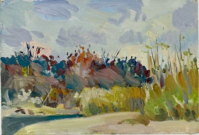 (П) Худенёв Николай Семенович (1930 гр) - Камень. 1983 г. Картон, масло. 25,5 х 17,5см