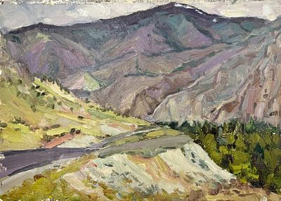 (П) Худенёв Николай Семенович (1930 г.р.) - Западный Саян. 1983 г. . Картон, масло. 49 х 35 см