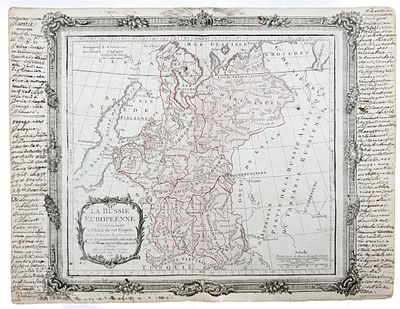 (П) Карта европейской России (&laquo;La Russie Europ&eacute;enne&raquo;). Париж, 1766 г. Картограф Луи Брион де ла Тур.