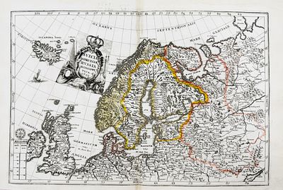 (П) Карта Скандинавии, охватывающая территории Швеции, Норвегии, Дании и прилегающие земли. 