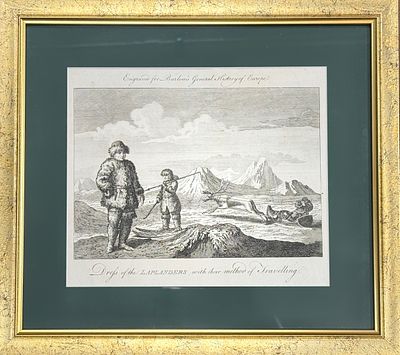 (П) Лапладнцы и их способ передвижения. Гравюра для "Всеобщей истории Европы" Барлоу. 1791 г. Бу 