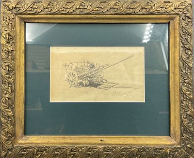 (П) Иванов Сергей Васильевич (1864 - 1910) - Телега. Конец XIX в. Бумага, карандаш 
13 х 21,5 см