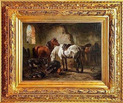 (М) *Морозов Александр Иванович (1835-1904) - На конюшне. Середина 1870-х - 1880-е гг. Холст 