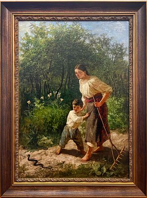 (М) Трутовский Константин Александрович (1826-1893) - Испуг. 1879 г. Холст, масло. 82 х 57,5 см. ЭК 