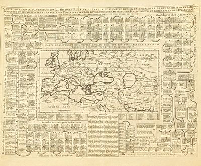 (П) Шателен, Анри-Абрахам (1684—1743) - картограф - Генеалогия и карта Римской Империи. Амстердам. 