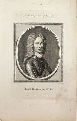 (П) Готфрид Кнеллер (1648—1723) - автор рисунка, Тейлор - гравер. - Джон Кэмпбелл, 2-й герцог 