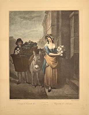 (М) Гравер Т. Гоген (1748-1812) по рисунку Фрэнсиса Уитли (1747-1801) - Репа и морковь. Из серии 