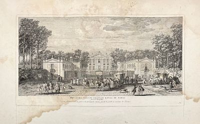 (М) Гравер Жак Риго (1680-1754) - Вид Королевского замка в Марли недалеко от Версаля. 1729 г. Бумаг 