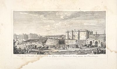 (М) Гравер Жак Риго (1680-1754) - Вид Бастилии, моста Антуана и части Фоксбура в Париже. 1729 г. . Б 