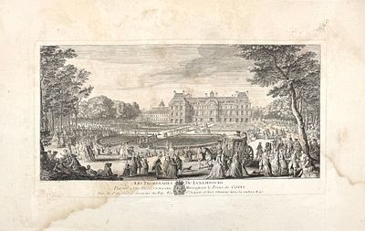 (М) Гравер Жак Риго (1680-1754) - Вид променада Люксембургского сада в Париже. 1729 г. Бумага 