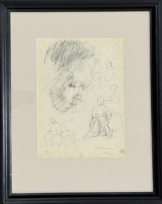 (П) Добужинский Мстислав Валерианович (1875-1957) - Наброски. Бумага, карандаш. 30 х 20 см