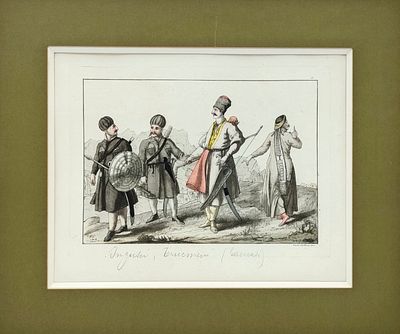 (П) Джованни Антонио Сассо (1809 -1839) - Костюмы народов России. Ингуши и туркмены. Флоренция 