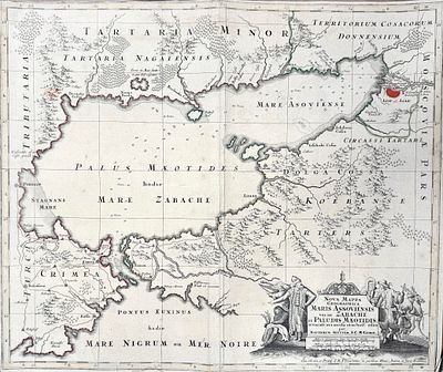 (П) Карта Азовского моря с прилегающими территориями 1730-е г. Карт. Маттеус Зойтер. Nova mappa 