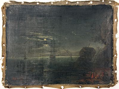 (П) [Приписывается] Айвазовский Иван Константинович (1817-1900) - Ночной морской пейзаж, 1883 г. 32 
