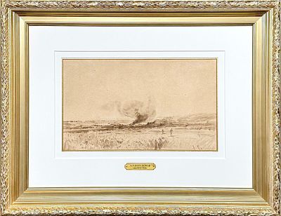 (М) Боголюбов Алексей Петрович (1824-1896) - Пожар в Степи. 1870-е-начало 1890-х гг. Бумага на 