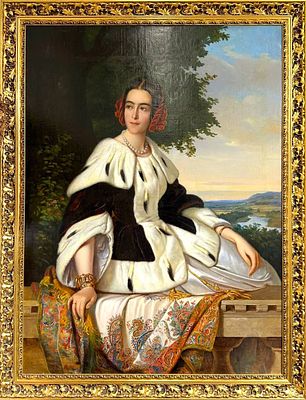 (М) *Дорнер Иоганн Конрад (1809-1866) - Портрет Леониллы Ивановны Витгенштейн. 1840-1844 гг. Холст 