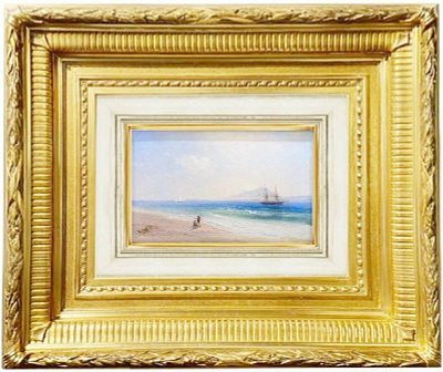 (М) Айвазовский Иван Константинович (1817-1900) - Парусник у берега. 1877 г. Дерево, масло. 12,7 х 