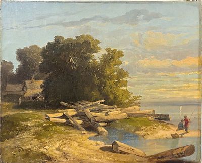 (М) Грузинский Петр Николаевич (1837-1892) - Рыбачки. 1860 г. Холст, масло. 37 х 46,5 см. ЭКСПЕРТНОЕ 