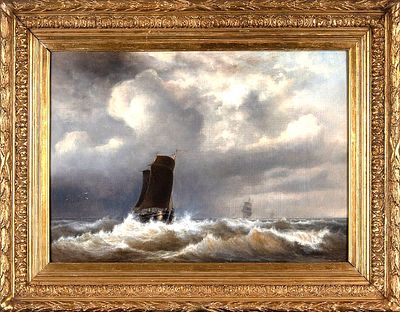 (М) Экгорст Василий Ефимович (1831–1901) - Морской пейзаж. 1862 г. Холст, масло. 42 х 61 см. ЭКСПЕРТ 