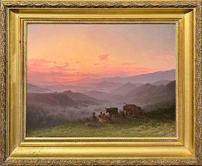 (М) Занковский Илья Николаевич (1832-1919) - В горах Кавказа. Путники у костра. 1890-е - 1900-е 