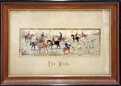 (М) Стивенс Томас (1854-1935) - Сцена охоты. 1880-е гг. Вышивка по шелку. 5&times;15 см (в свету) 