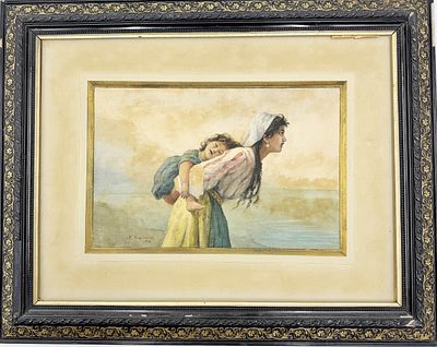 (П) [Приписывается] Платонов Харитон Платонович (1841-1907) - Материнская ноша. 1898 г. Бумага. 