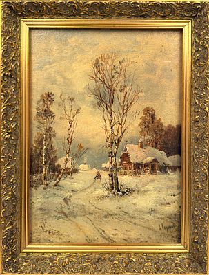 (П) [Приписывается] Фёдоров Семен Фёдорович (1867-1910) - Зимний пейзаж. Конец XIX - начало XX в. Х 