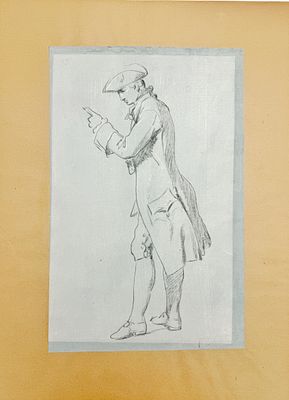 (М) Неизвестный художник - Два рисунка мужских фигур в костюмах XVIII века. 1856 г. Бумага 
