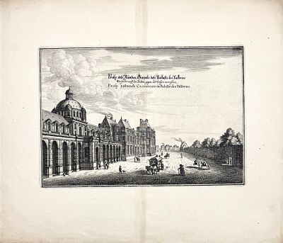 (М) Гравер Жан Моро (1619-1679) - Дворец Тюильри. Бумага, офорт. 31,6 х 36,5 см