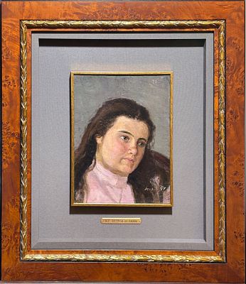 (М) Петров-Водкин Кузьма Сергеевич (1878-1939) - Женский портрет. 1897 г Холст, масло 27,5 х 20,8 см. 